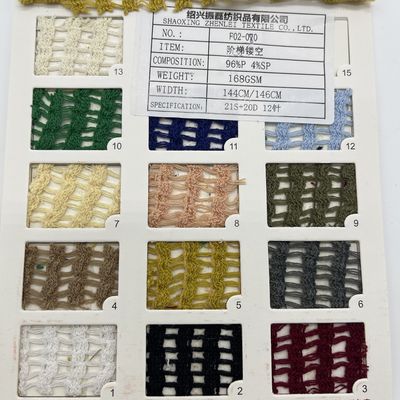 Eco-Friendly Knitted Jacquard Hollow mesh Fabric Made with 196%Polyester 4%Spandex 145cm 165gsm F02-070